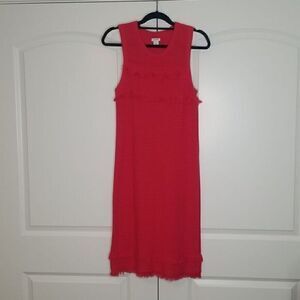 J.crew Sleeveless Red Crochet Knit Fringe Shift Dress